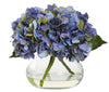 1356-BL Blue Hydrangea Silk Flowers w/Vase in 4 colors by Nearly Natural | 8.5 in