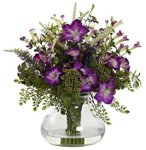 Large Mixed Silk Morning Glory Rosie Posie Vase | 14.5 inches