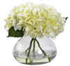 1357-CR Cream Large Silk Hydrangea with Vase in 4 colors by Nearly Natural | 9"