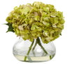 1357-GR Green Large Silk Hydrangea with Vase in 4 colors by Nearly Natural | 9"