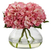 1357-PK Pink Large Silk Hydrangea with Vase in 4 colors by Nearly Natural | 9"