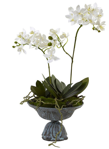4854 Mini Silk Dendrobium Orchid with Planter by Nearly Natural | 15 inches