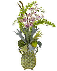 1374 Orchid Bells of Ireland Fern Silk Arrangement by Nearly Natural | 33"