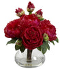 1400-RD Red Peony & Fancy Rose Silk Flowers in 3 colors by Nearly Natural | 14.5"