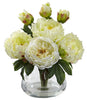 1400-WH White Peony & Fancy Rose Silk Flowers in 3 colors by Nearly Natural | 14.5"