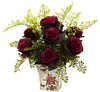 1379-BG Burgundy Roses & Maidenhair Silk Arrangement 8 colors by Nearly Natural | 13"