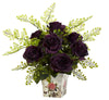 1379-PE Purple Elegance Roses & Maidenhair Silk Arrangement 8 colors by Nearly Natural | 13"