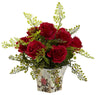 1379-RD Red Roses & Maidenhair Silk Arrangement 8 colors by Nearly Natural | 13"