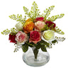 1366-AS Assorted Roses & Maidenhair Silk Flowers in 11 colors by Nearly Natural | 14"