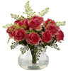 1366-DP Dark Pink Roses & Maidenhair Silk Flowers in 11 colors by Nearly Natural | 14"