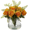 1366-OY Orange Yellow Roses & Maidenhair Silk Flowers in 11 colors by Nearly Natural | 14"