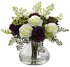 1366-PW Purple White Roses & Maidenhair Silk Flowers in 11 colors by Nearly Natural | 14"