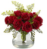 1366-RD Red Roses & Maidenhair Silk Flowers in 11 colors by Nearly Natural | 14"