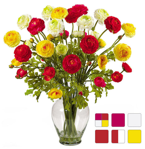 Ranunculus Silk Flowers in Water Vase in 6 colors | 24 inches