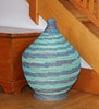 sen50u Aqua & Blue Spiral Medium Tagine Handmade Storage Basket with Lid | Senegal Fair Trade by Swahili Imports