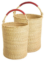 gh25a Natural Set of 2 Bolga Open Nesting Laundry Basket Hampers | Senegal Fair Trade by Swahili Imports