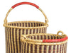gh25b Brown Stripe Set of 2 Bolga Open Nesting Laundry Basket Hampers | Senegal Fair Trade by Swahili Imports