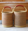 gh25b Brown Stripe Set of 2 Bolga Open Nesting Laundry Basket Hampers | Senegal Fair Trade by Swahili Imports