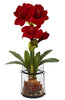 4994 Amaryllis Silk Holiday Flower in Vase by Nearly Natural | 24 inches