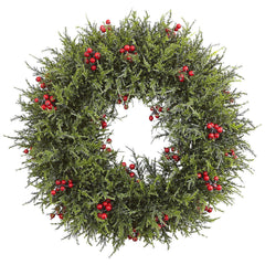 4891 Cedar Berry Artificial Silk Wreath by Nearly Natural | 20 inches