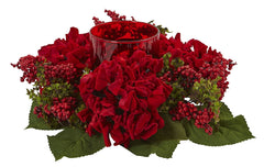 4877 Hydrangea & Berry Holiday Candelabrum by Nearly Natural | 14 inches