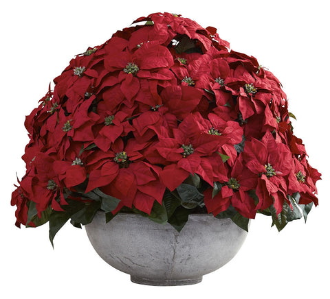 1345 Giant Poinsettia Artificial Silk Holiday Plant by Nearly Natural | 34"