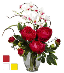 1175 Peony & Dendrobium Silk in Water in 3 colors by Nearly Natural | 21.5"