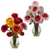 1298 Gerber Daisy Ranunculus in Water in 2 colors by Nearly Natural | 15"