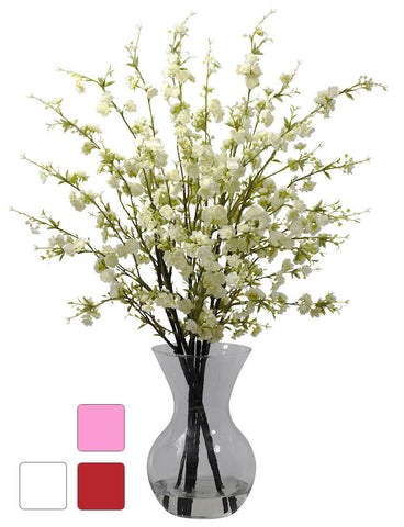 Cherry Blossoms Silk Flowers in Water in 3 colors | 30 inches