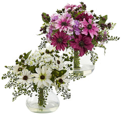 1354 Mixed Faux Daisy & Maidenhair in 2 colors by Nearly Natural | 11.5"