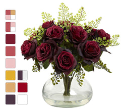 1366 Roses & Maidenhair Silk Flowers in 11 colors by Nearly Natural | 14"