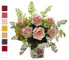 1379 Roses & Maidenhair Silk Arrangement 8 colors by Nearly Natural | 13"