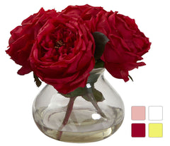 1391 Faux Fancy Roses w/Rosie Posie Vase in 4 colors by Nearly Natural | 8"