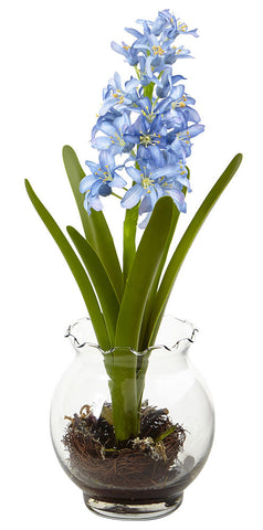 1414-BL Hyacinth & Bird's Nest Faux Plant by Nearly Natural | 14 inches