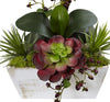 1418-AT Autumn Orchid & Succulent Silk Flowers by Nearly Natural | 21"