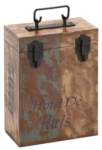 16561 Hotel de Paris Wood Two Bottle Wine Case Gift Box by Benzara