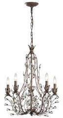 18143/5 Sagemore 5-Light Chandelier in Bronze Rust with Crystal Accented Vines by ELK Lighting