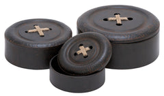 20202 Sewing Buttons Metal Round Storage Box Set of 3 by Benzara