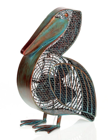 DBF0366 Pelican Hand Painted Metal Figurine Table Fan by Deco Breeze