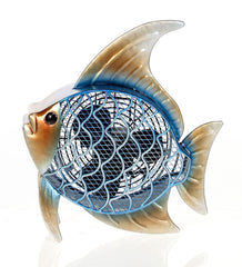DBF0368 Tropical Fish Small Hand Painted Metal Figurine Table Fan by Deco Breeze