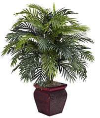 6686 Areca Palm Silk Plant with Wood Planter by Nearly Natural | 38 inches
