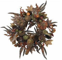 4907 Pumpkin Artificial Silk Autumn Wreath by Nearly Natural | 28 inches