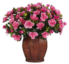 6653 Azalea Artificial Silk Plant w/Planter by Nearly Natural | 20 inches