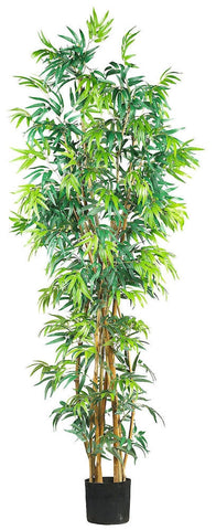 5189 Bamboo Artificial Silk Tree with Planter by Nearly Natural | 7 feet
