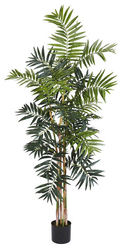 5319 Bamboo Palm Artificial Silk Tree w/Planter by Nearly Natural | 5 feet