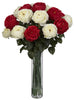 1219-RW Red & White Fancy Silk Roses in Water in 6 colors by Nearly Natural | 31 inches