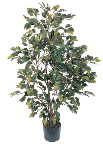 5074 Weeping Fig Ficus Silk Tree with Planter by Nearly Natural | 4 feet