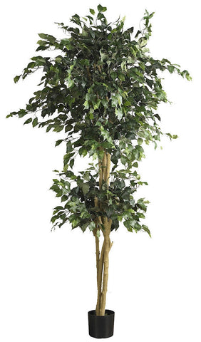 5268 Weeping Fig Ficus Silk Double Ball Topiary by Nearly Natural | 6 feet