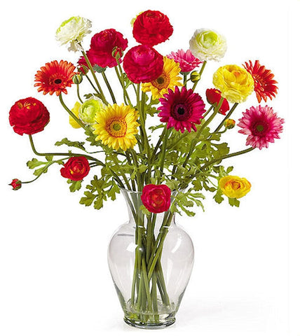 1102 Silk Gerber Daisy & Ranunculus in Water by Nearly Natural | 24 inches