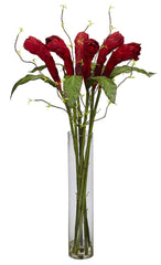 1242 Ginger Silk Flowers in Water with Vase by Nearly Natural | 3 feet